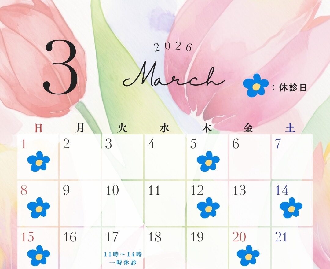 3月の診療日のお知らせ🌷