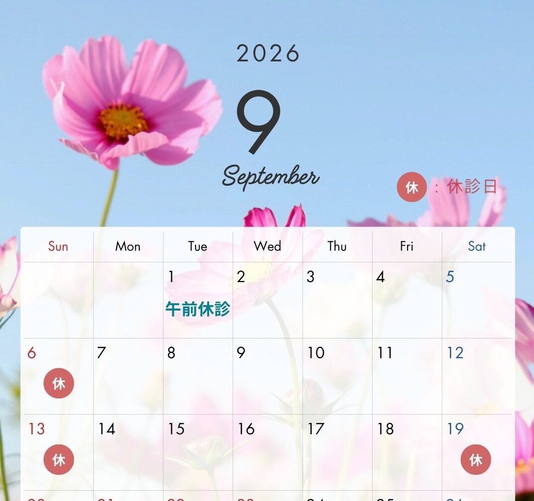 9月の診療日のお知らせ🌼